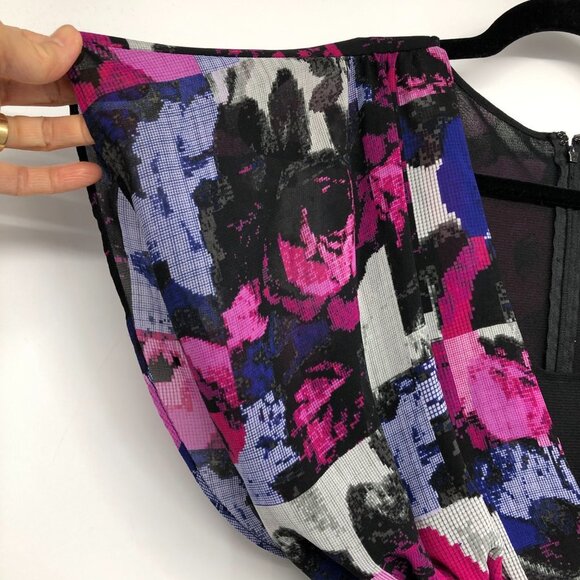 Nicole by Nicole Miller Black & Fuchsia Floral Mini Dress size 6 - Picture 7 of 15